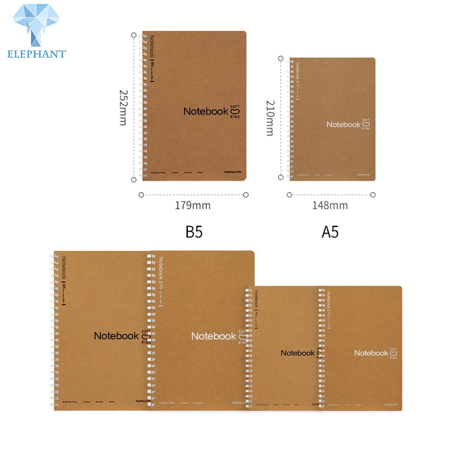 Custom Printing a3 a4 a5 eco Kraft Blank Book Soft Ring School Ghana Arabic Composition Counter Writing Exercise Note Book