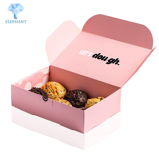 Folding Packaging Boxes For Pastries Cookie Small Cakes Pink Pastry Box