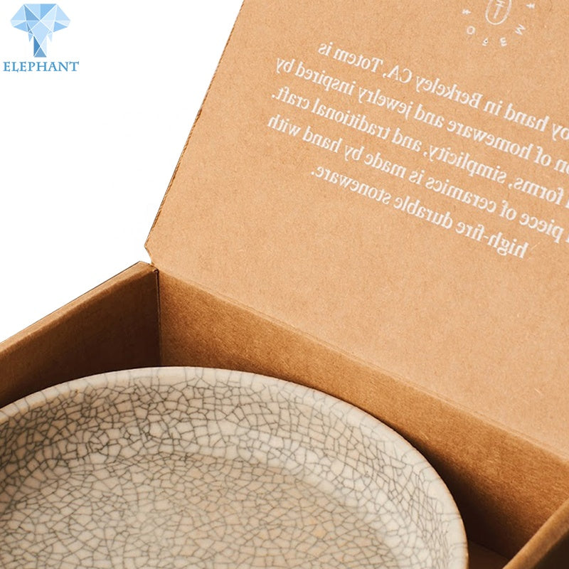 Custom Kraft Flat Pack Folding Corrugated Plate Saucer Mug Set Gift Box Packaging