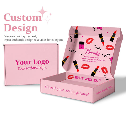 Custom Pink made pack fancy corrugated cosmetic Packaging postage mailer box