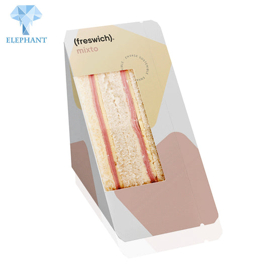 Custom Food Grade Triangle Cake Bread Sandwich Paper Box With Window