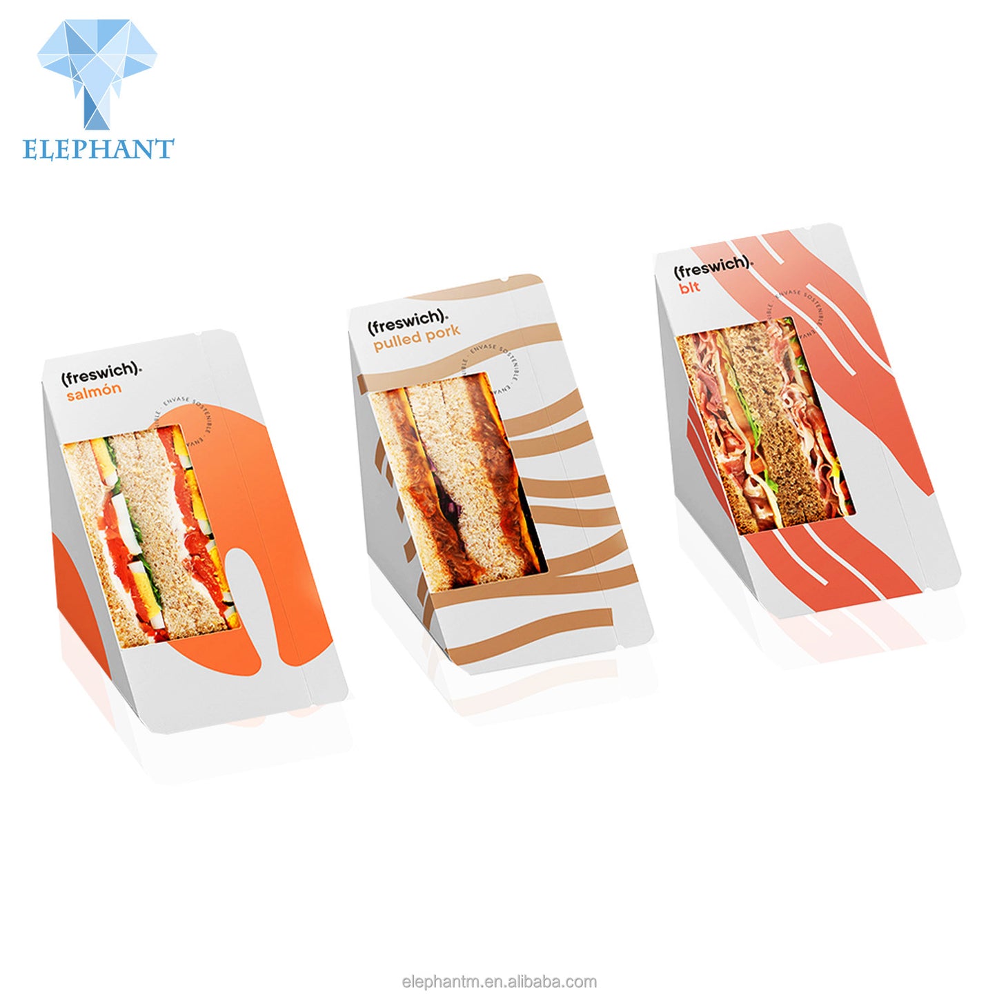 Custom Food Grade Triangle Cake Bread Sandwich Paper Box With Window