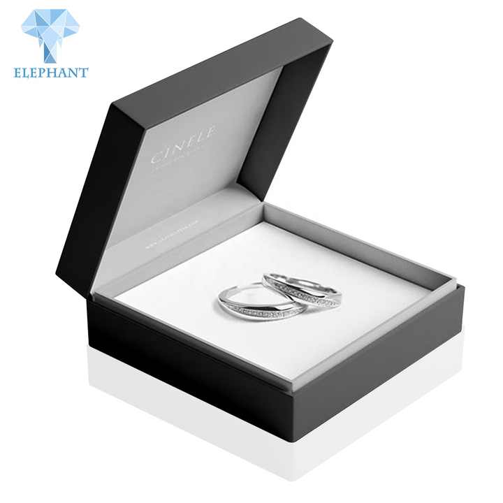 Custom Logo Design Black Paper Card Box Magnetic Luxury Jewelry Packaging Box