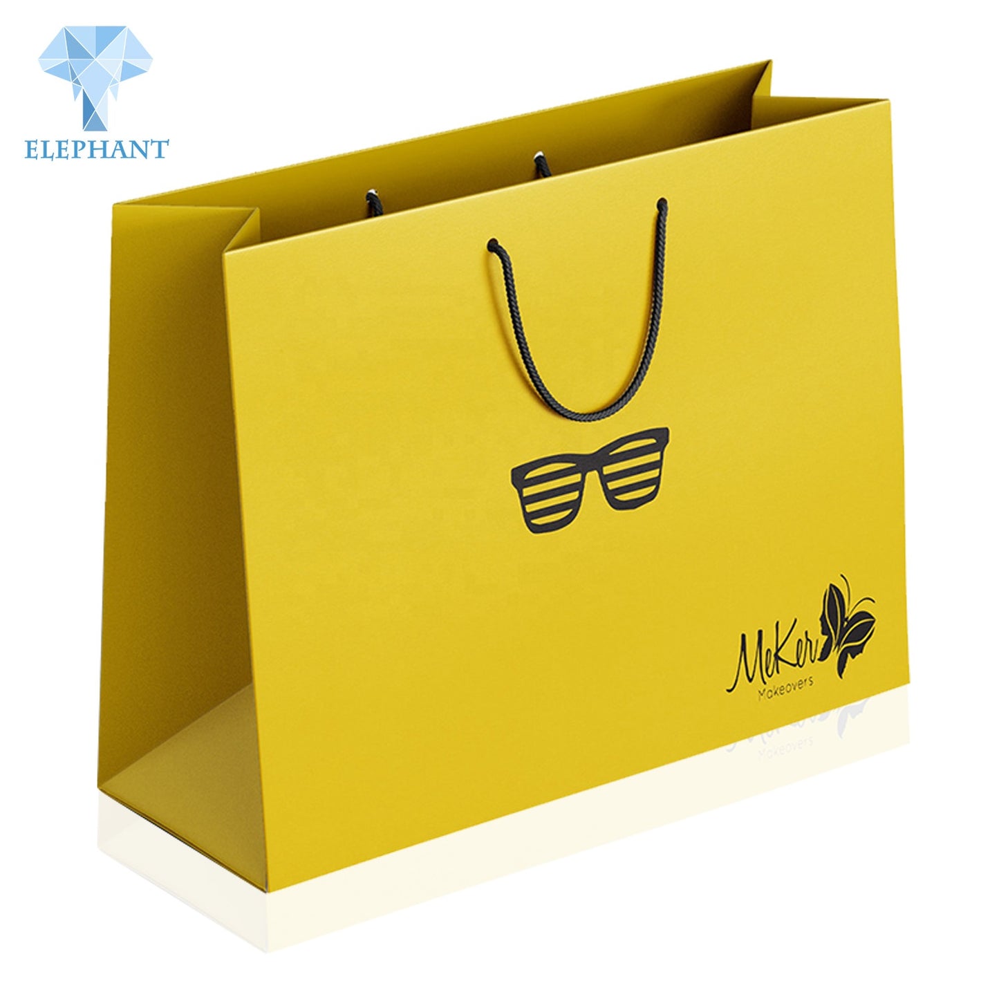 Custom Unique Colour Printing Yellow Paper Bag With Your Own Logo Luxury Brand Packaging Paper Bag