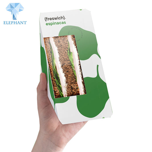 Custom Food Grade Hamburger Bakery Bread Paper Triangle Packaging Sandwich Box
