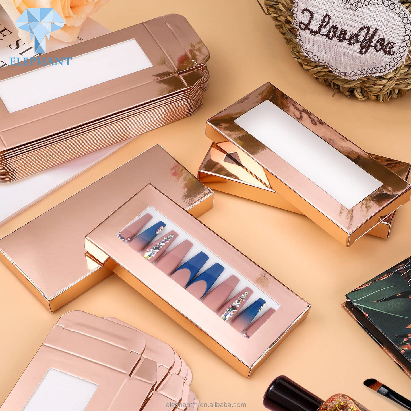 Luxury False Nail Packaging Box Custom Logo Printed Box Packaging Luxury Sill Press On Nails