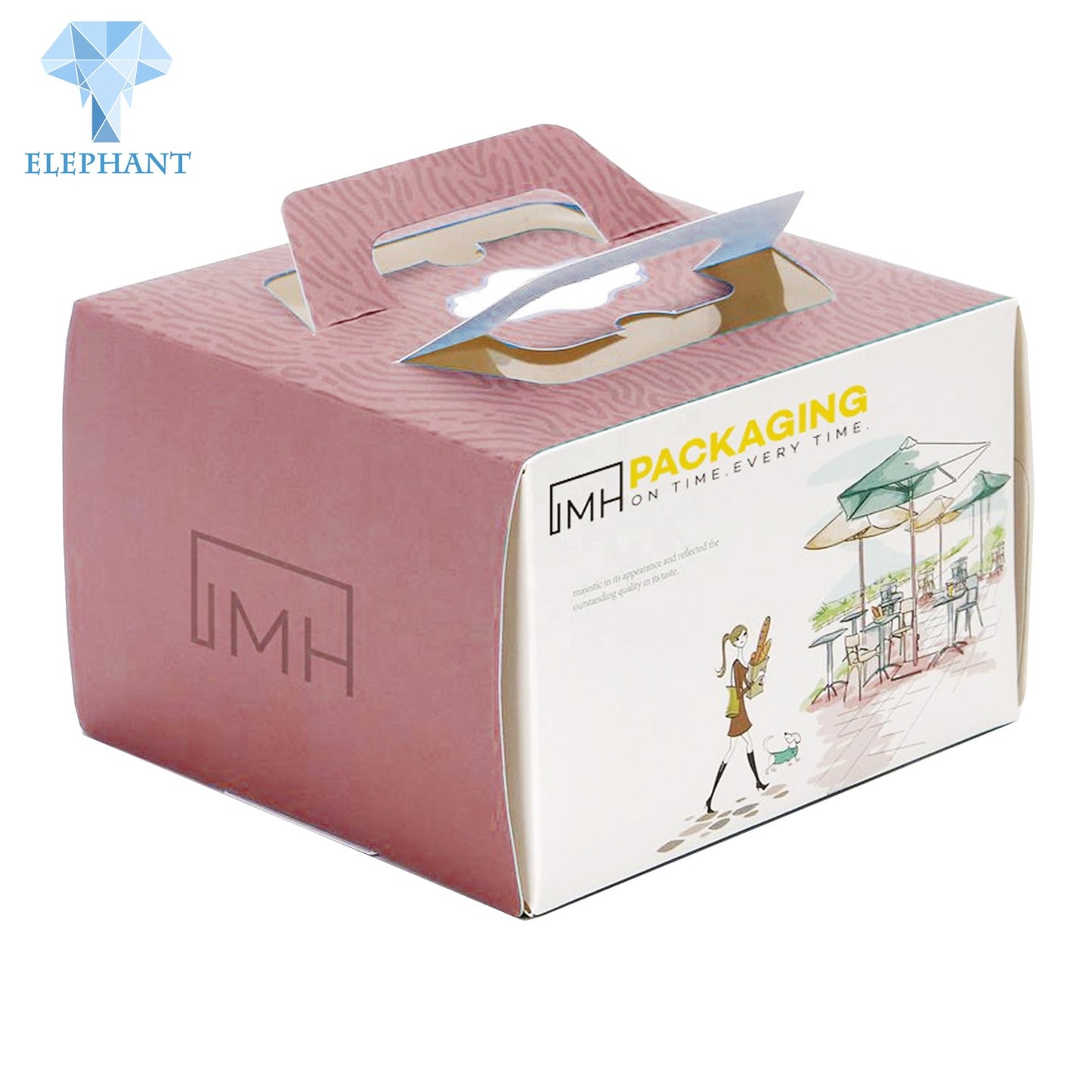 Custom Printed Surprise 6 8 12 Inch 10x10 Birthday Paper Handle Window Cake Box