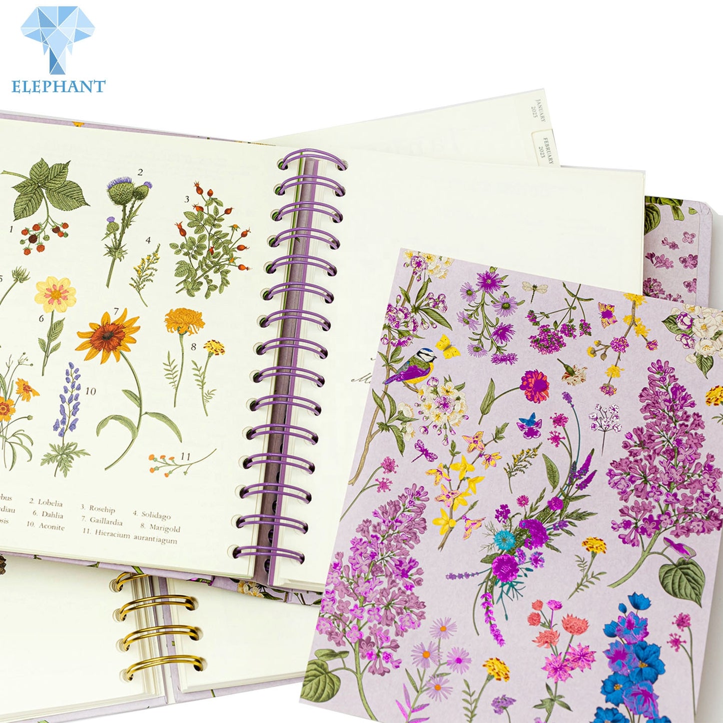 Small Activity Perforated Binder Rings Spiral Binding Hardcover Manuscript Daily Planner Journal Note Book With Stickers