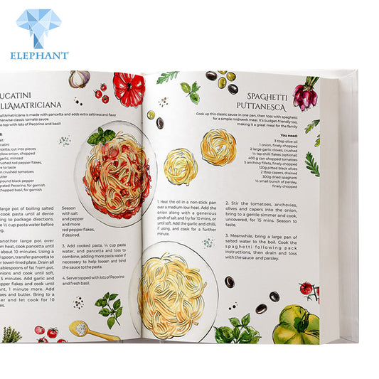 Custom The China Factory Price Offset Softcover Clear Photo Food Cook Hardcover Brochures Journal Book Printing