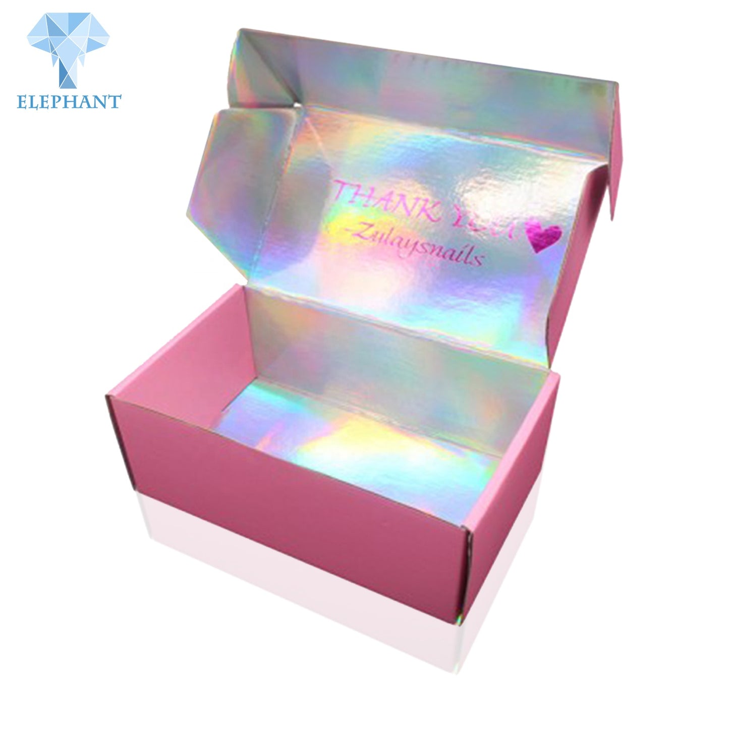 Custom Logo Gift Box for wigs Luxury Glitter Holographic Pink Empty Folding lip gloss cosmetic Wig Packaging Box