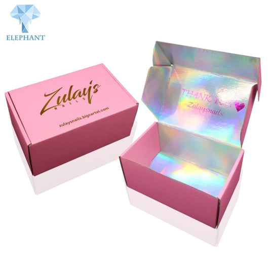 Custom Logo Gift Box for wigs Luxury Glitter Holographic Pink Empty Folding lip gloss cosmetic Wig Packaging Box