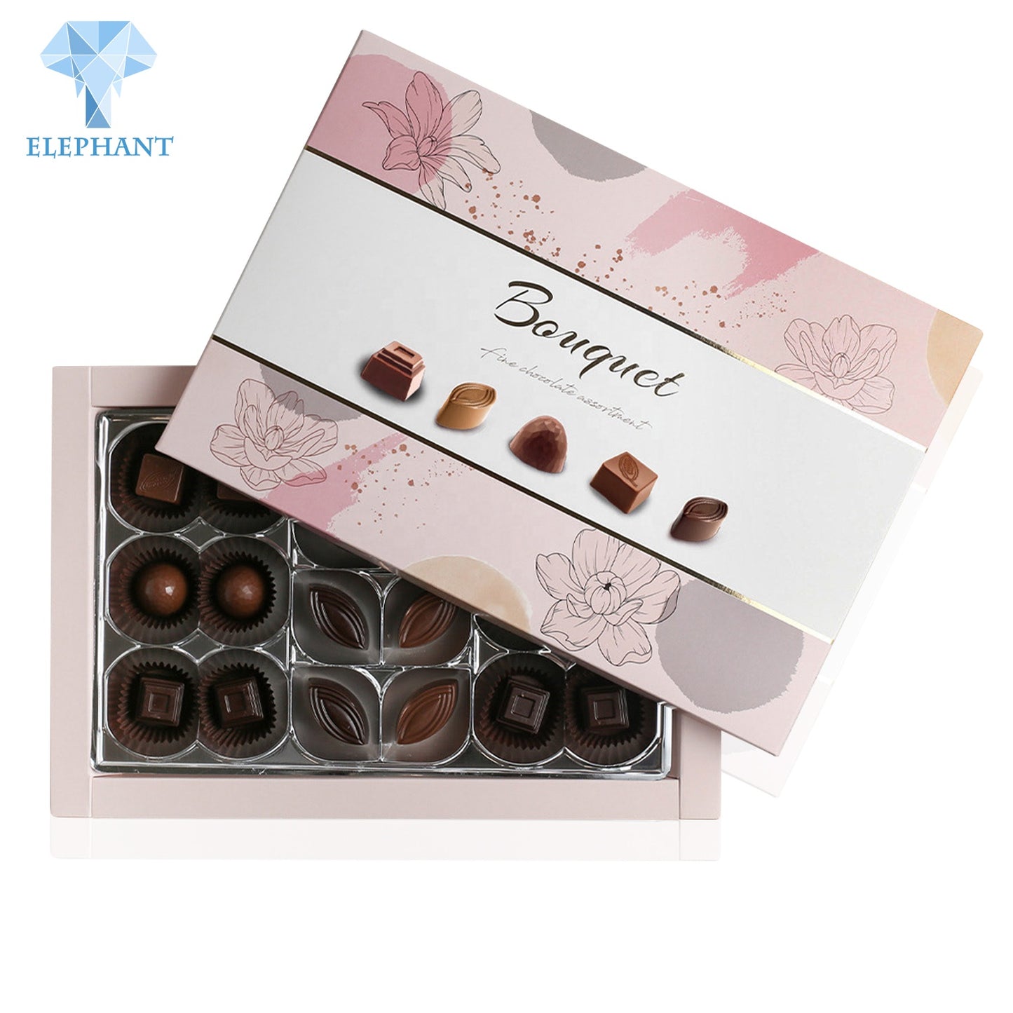 Custom Printing Sweet Flower Chocolate Candy Gift Packaging Wedding Box