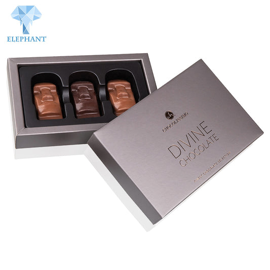 High Quality Small Bonbon Sweet Silver Chocolate Gift Box Packaging For Wedding Box With Plastic Cover