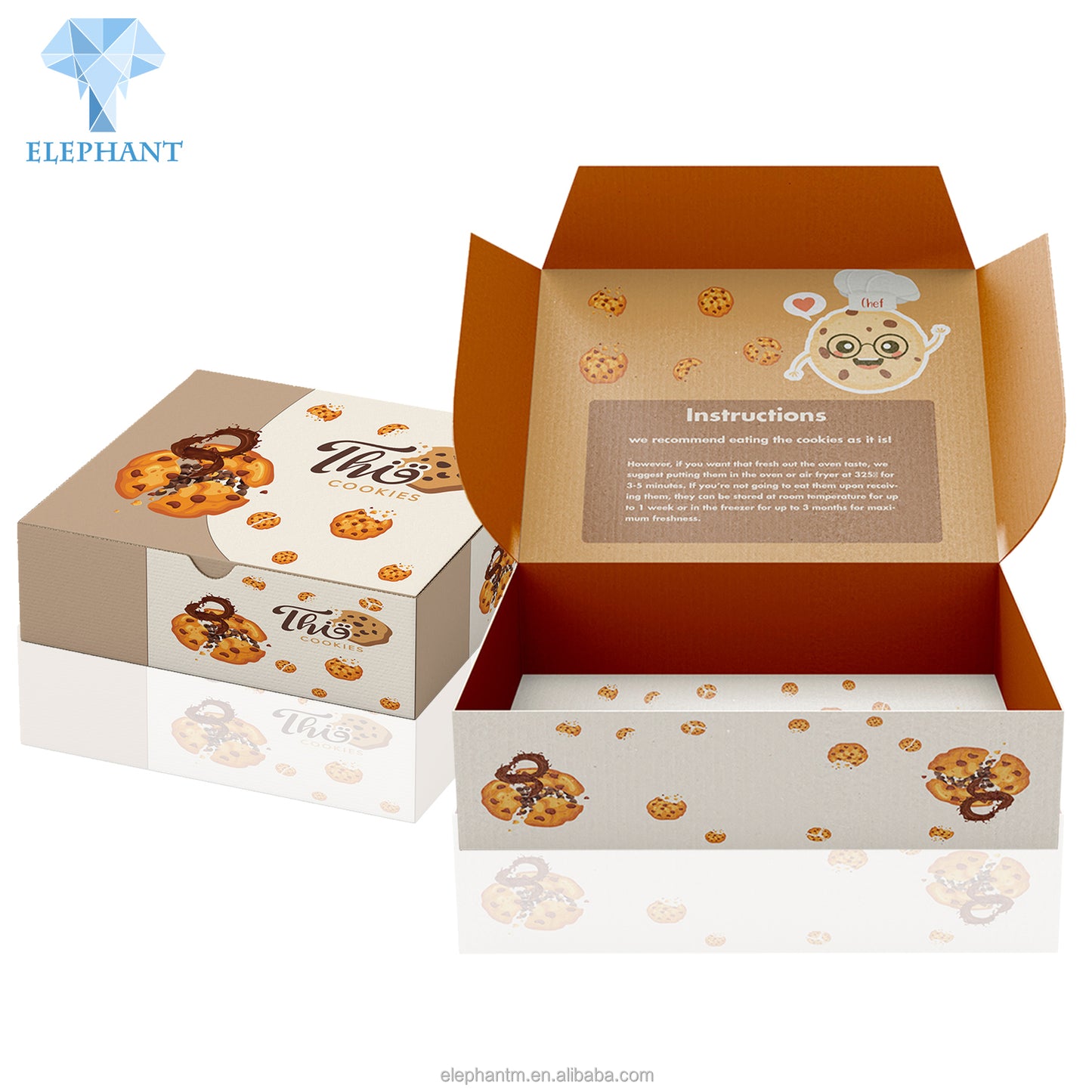 Custom Logo Printing Eco Friendly Large Holiday Food Chocolate Nut Mailer Cookie Box