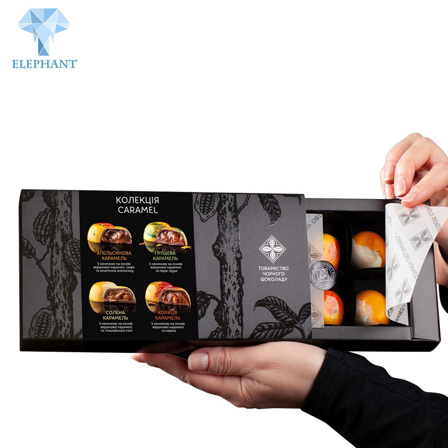 Custom Black Card Sliding Drawer Sushi Dessert Cookie Chocolate Food Box Packaging