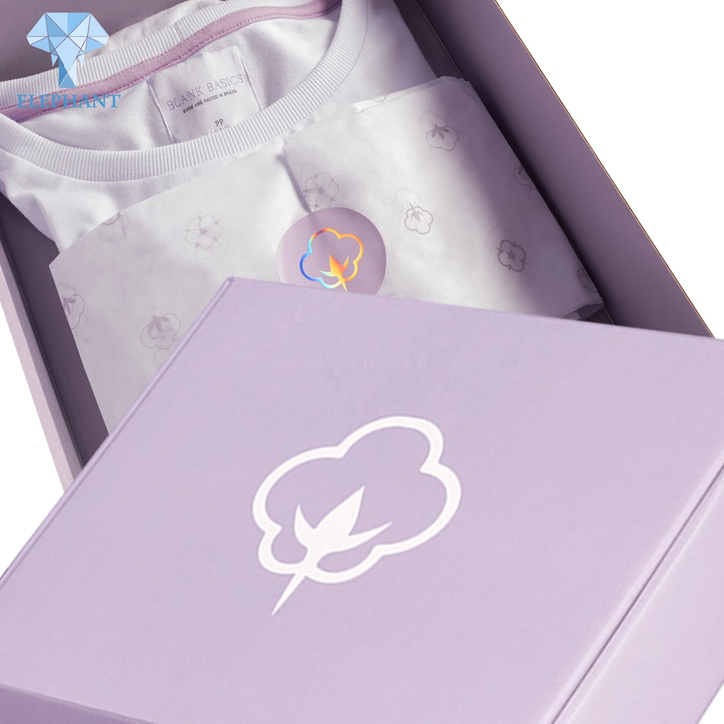 Customizable Creative Purple Foldable Box Gift Clothing T Shirt Box Packaging for Clothes