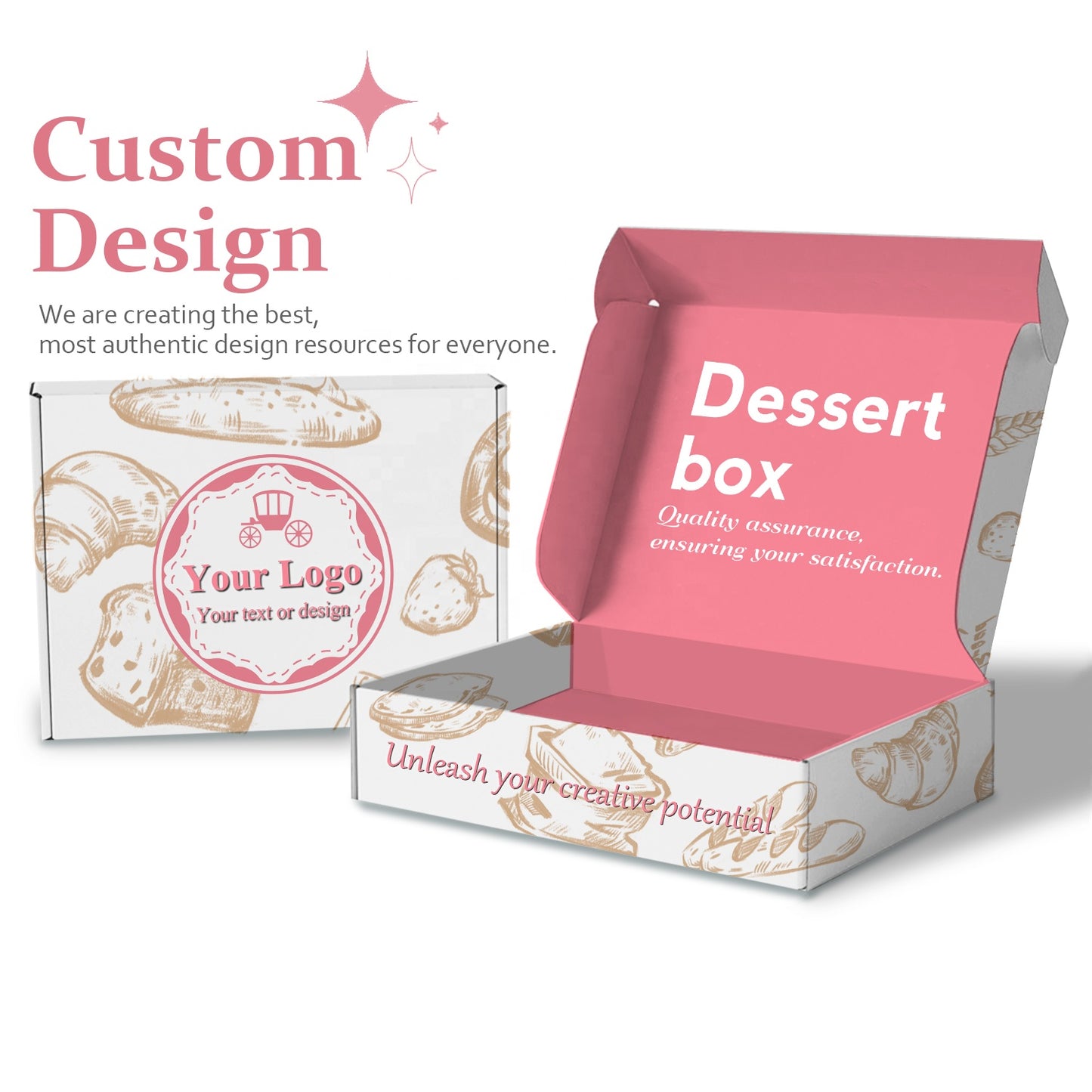 Wholesale Customized Eco Friendly Paper Boxes Food Cake Cupcake Pastry Packaging