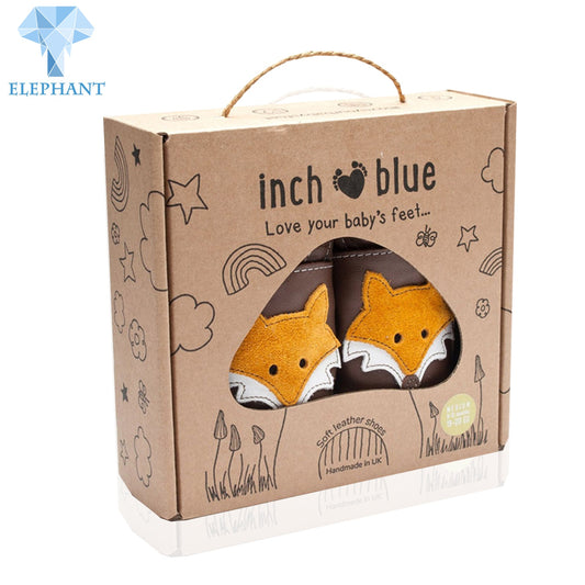 Wholesale Price Custom Portable Folding ShoeBox With Window Brown Kraft Mini Empty Baby Kids Shoe Packaging Gift Box With Handle