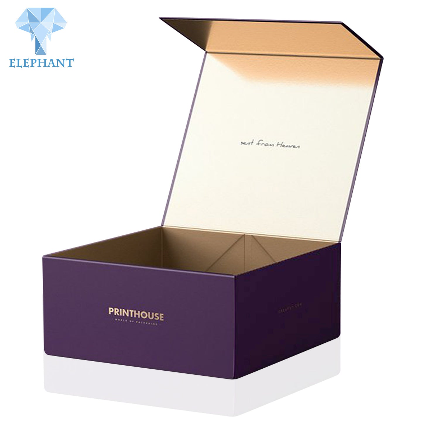 Luxury Custom Logo Elegant Book Shape Hard Flip Top Holographic Purple Black Magnetic Gift Box