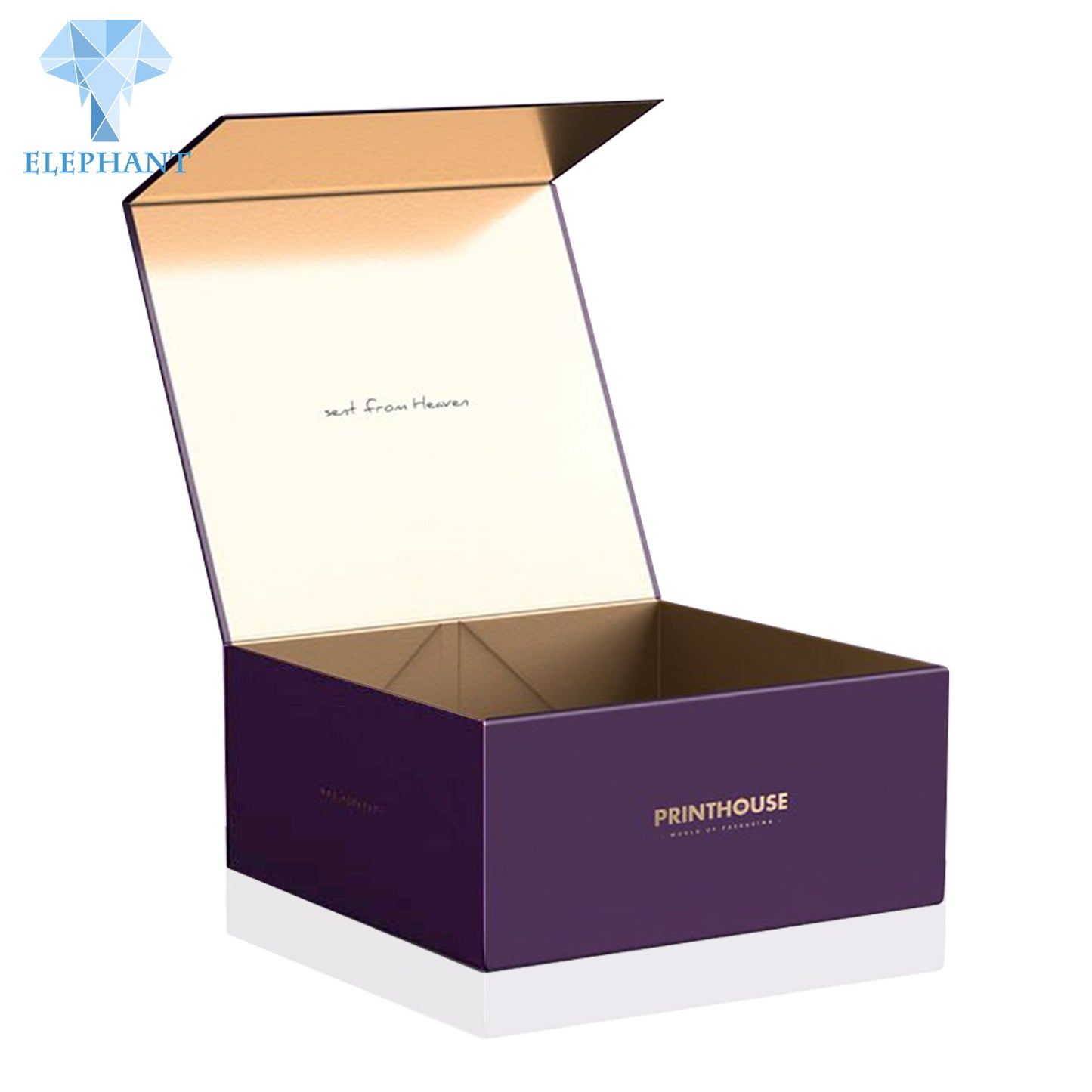 Luxury Custom Logo Elegant Book Shape Hard Flip Top Holographic Purple Black Magnetic Gift Box