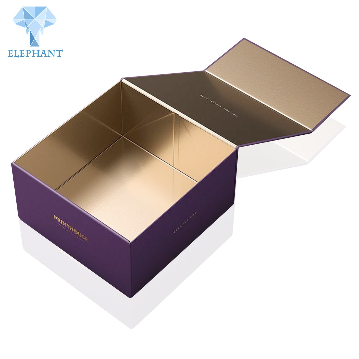 Luxury Custom Logo Elegant Book Shape Hard Flip Top Holographic Purple Black Magnetic Gift Box