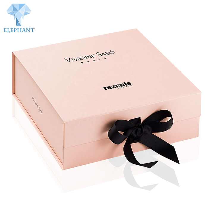 Custom Printed Cosmetic Cardboard Paper Wedding Big Luxury Gift Box Packaging With Ribbon