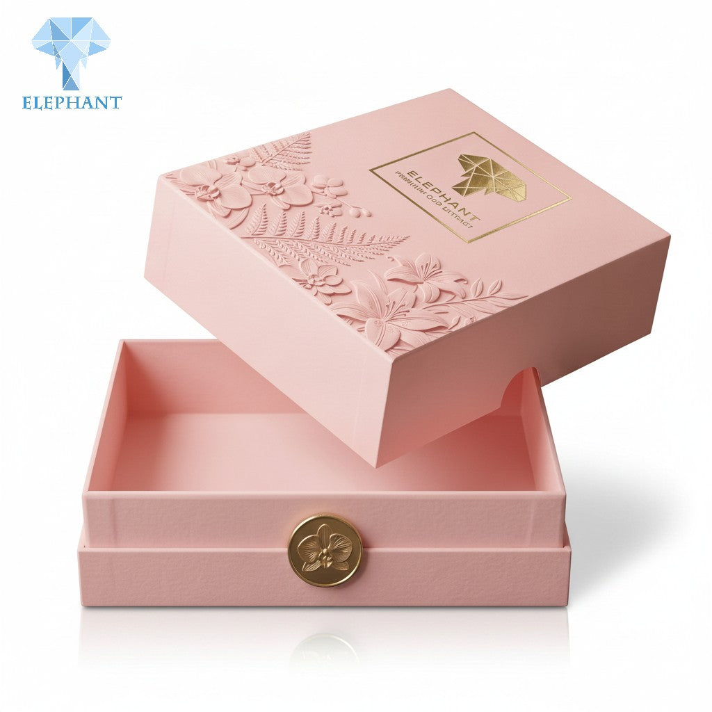 Premium Essential Oil Box Cardboard Cosmetic Packaging Gift Box Matte Lamination Gold Foil Embossed Pink Black Biodegradable