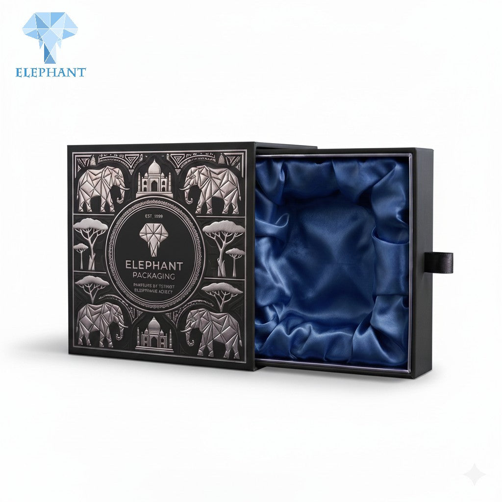 Custom Gift Packaging Box Luxury Rigid Perfume Essential Oil Box Black Art Paper Matte Lamination Velvet Lining Recyclable