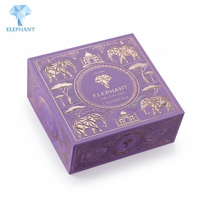 Rigid Gift Box Luxury Chocolate Gift Box Custom Candy Snack Cake Box Art Paper Gold Foil Stamping Embossed Velvet Lining Eco