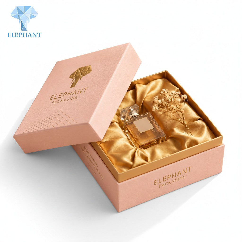 Premium Essential Oil Box Rigid Gift Packaging Matte Lamination Art Paper Debossed Velvet Lining Pink Cosmetic Recyclable