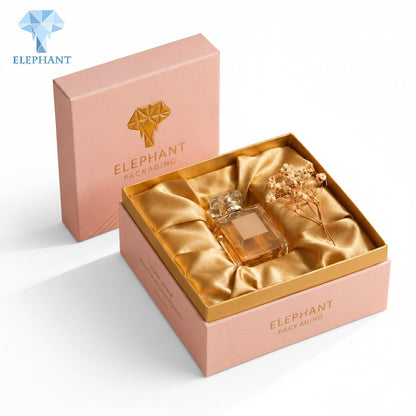 Premium Essential Oil Box Rigid Gift Packaging Matte Lamination Art Paper Debossed Velvet Lining Pink Cosmetic Recyclable