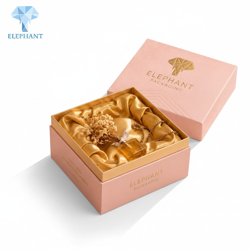 Premium Essential Oil Box Rigid Gift Packaging Matte Lamination Art Paper Debossed Velvet Lining Pink Cosmetic Recyclable
