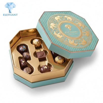 Rigid Gift Packaging Box Luxury Teal Gold Foil Stamping Embossed Art Paper Eco Friendly Reusable Custom Logo Manufacturer