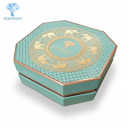 Rigid Gift Packaging Box Luxury Teal Gold Foil Stamping Embossed Art Paper Eco Friendly Reusable Custom Logo Manufacturer