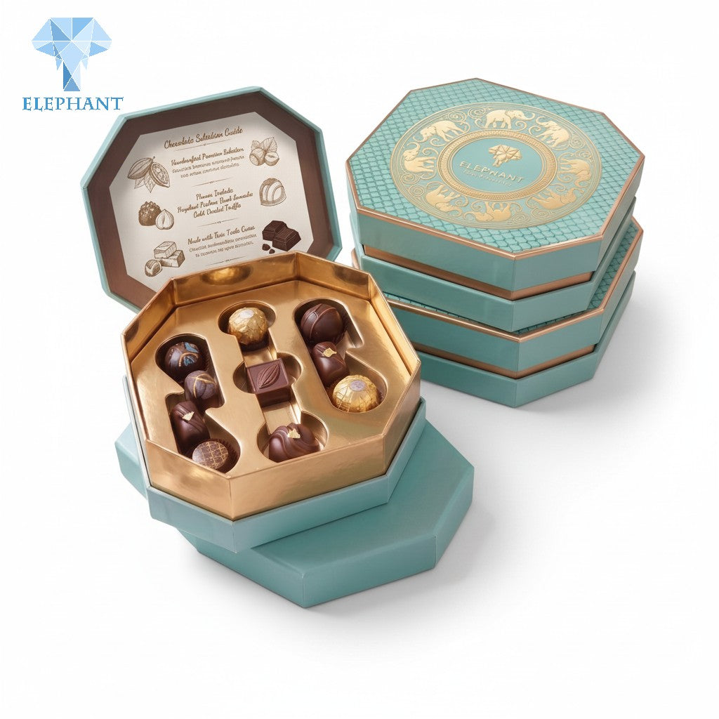 Rigid Gift Packaging Box Luxury Teal Gold Foil Stamping Embossed Art Paper Eco Friendly Reusable Custom Logo Manufacturer
