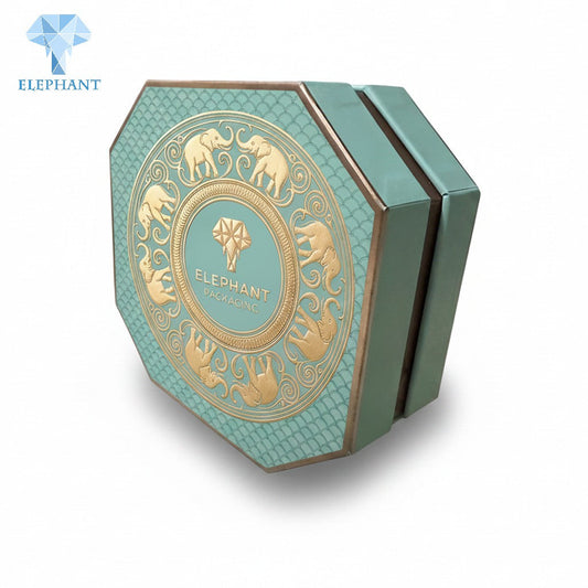 Rigid Gift Packaging Box Luxury Teal Gold Foil Stamping Embossed Art Paper Eco Friendly Reusable Custom Logo Manufacturer