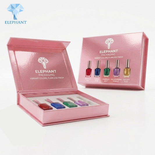 Luxury Rigid Gift Box Custom Nail Polish Box Cosmetic Packaging Coated Paper Glossy Lamination Spot UV Recyclable Sustainable