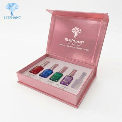 Luxury Rigid Gift Box Custom Nail Polish Box Cosmetic Packaging Coated Paper Glossy Lamination Spot UV Recyclable Sustainable