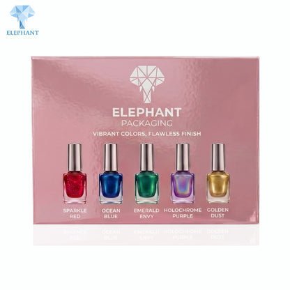 Luxury Rigid Gift Box Custom Nail Polish Box Cosmetic Packaging Coated Paper Glossy Lamination Spot UV Recyclable Sustainable