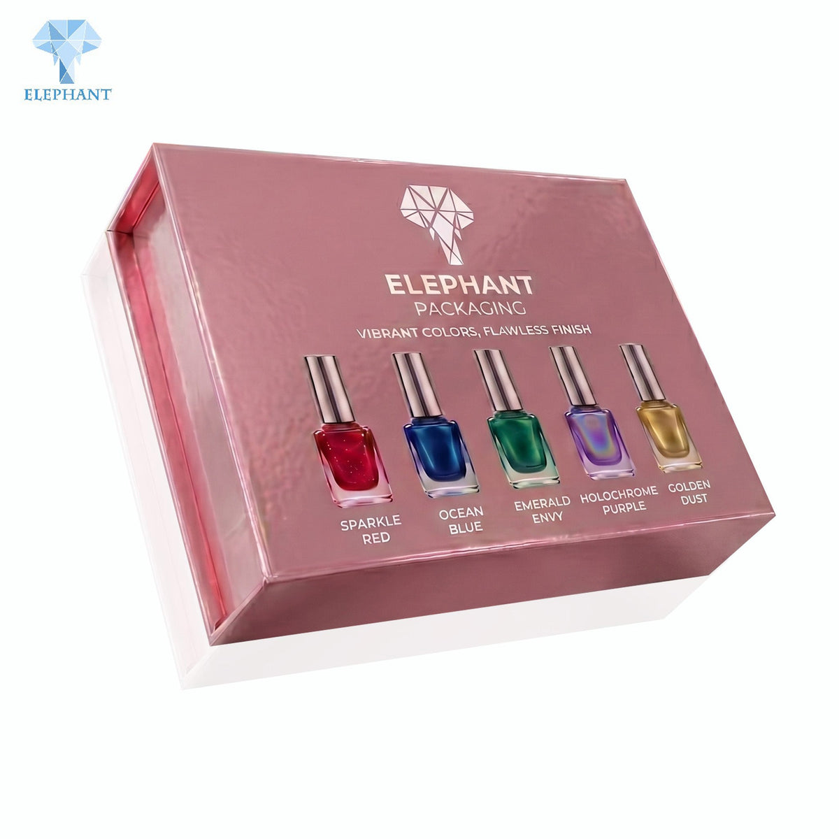 Luxury Rigid Gift Box Custom Nail Polish Box Cosmetic Packaging Coated Paper Glossy Lamination Spot UV Recyclable Sustainable