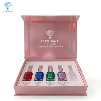 Luxury Rigid Gift Box Custom Nail Polish Box Cosmetic Packaging Coated Paper Glossy Lamination Spot UV Recyclable Sustainable