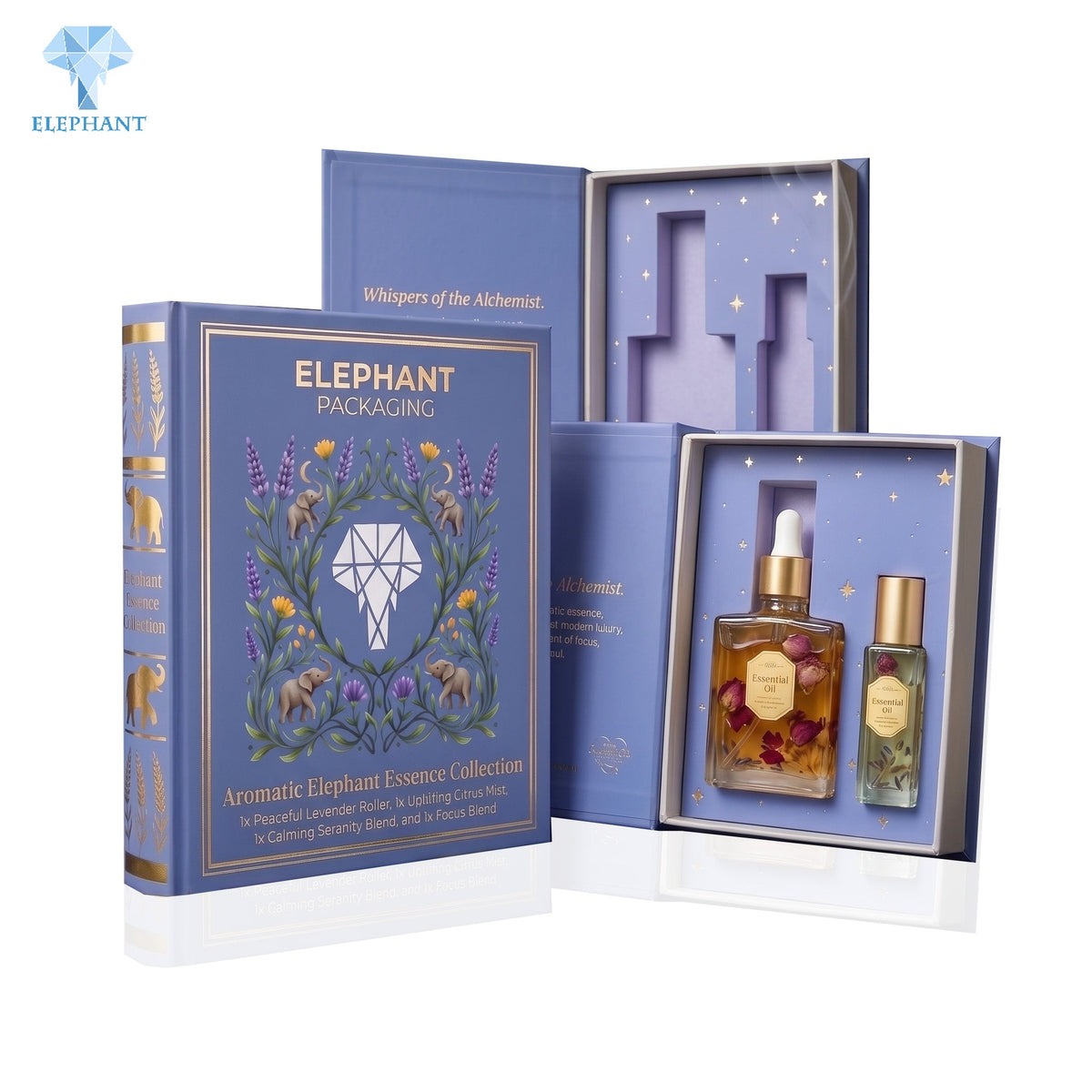 Rigid Gift Box Luxury Packaging Essential Oil Perfume Box Custom Coated Paper Gold Foil Stamping Matte Lamination Eco Friendly