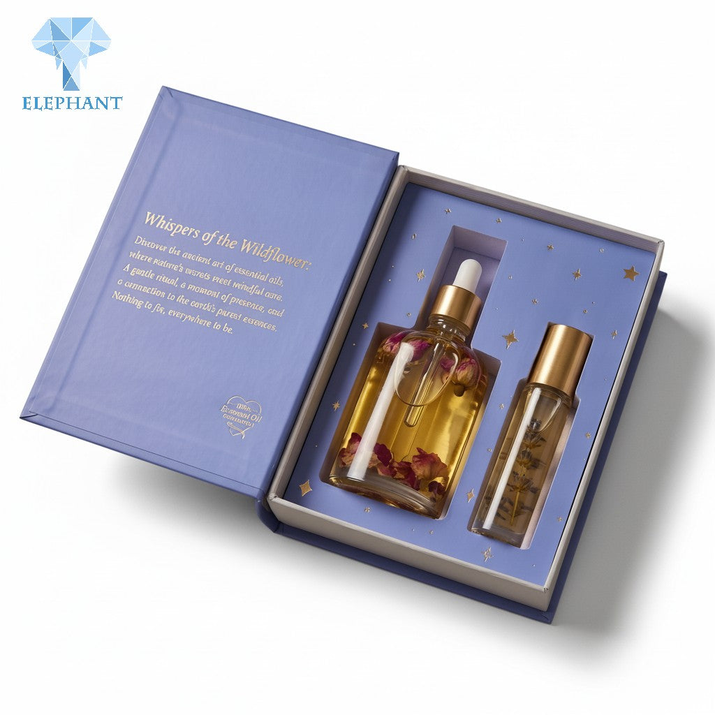 Rigid Gift Box Luxury Packaging Essential Oil Perfume Box Custom Coated Paper Gold Foil Stamping Matte Lamination Eco Friendly