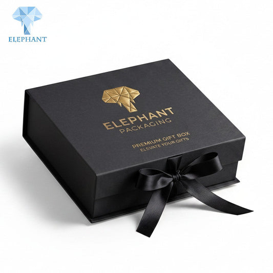 Luxury Rigid Gift Box Premium Paper Packaging Gold Foil Stamping Matte Lamination Custom Logo Eco Friendly Recyclable Black
