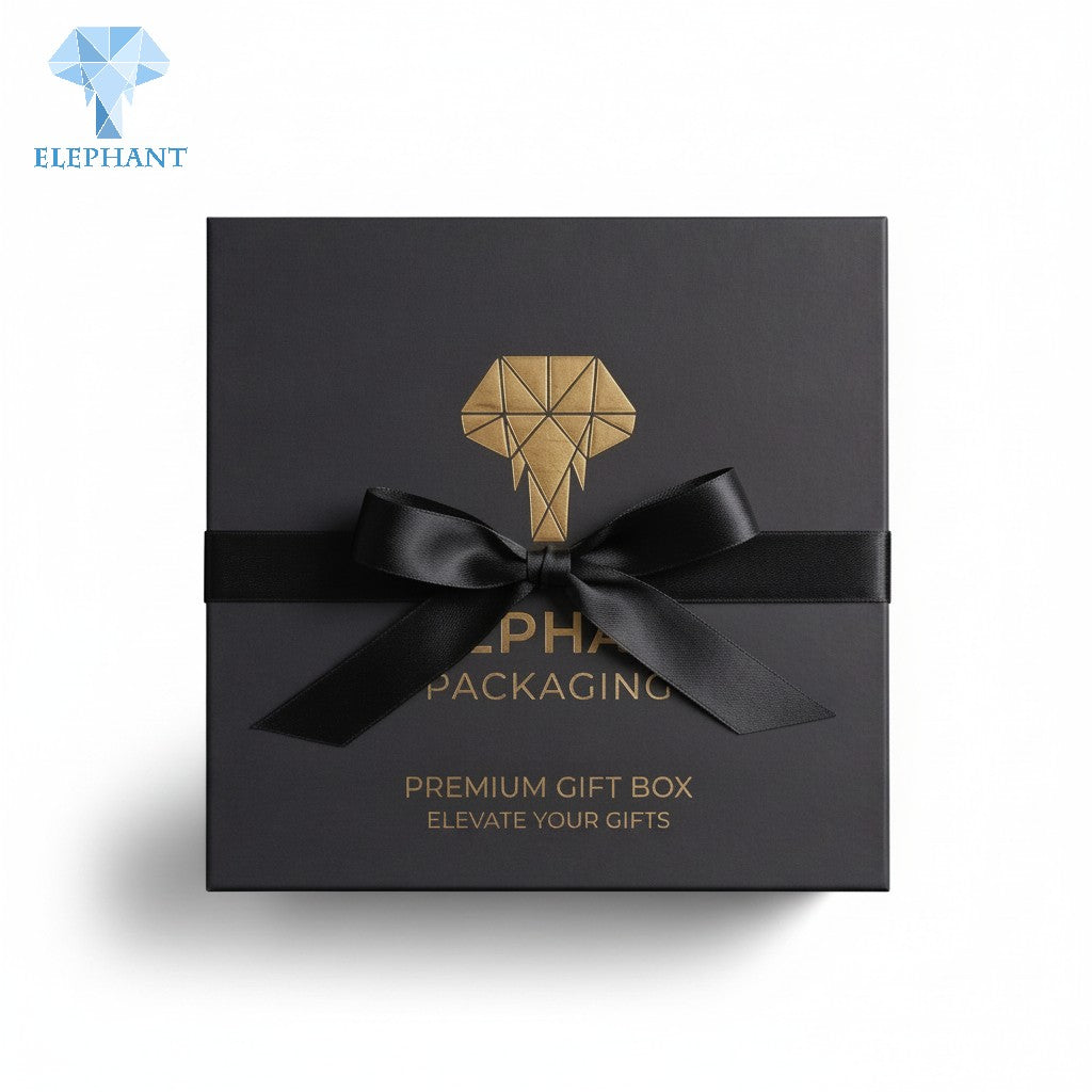 Luxury Rigid Gift Box Premium Paper Packaging Gold Foil Stamping Matte Lamination Custom Logo Eco Friendly Recyclable Black