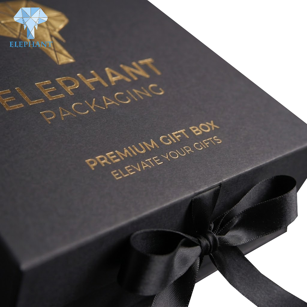 Luxury Rigid Gift Box Premium Paper Packaging Gold Foil Stamping Matte Lamination Custom Logo Eco Friendly Recyclable Black