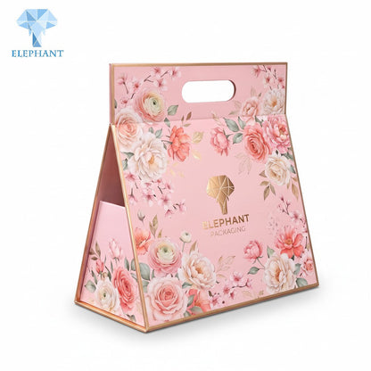 Rigid Gift Box Premium Paper Packaging Set Coated Art Cardboard Pink Floral Embossed Custom Logo Eco Friendly Manufacturer
