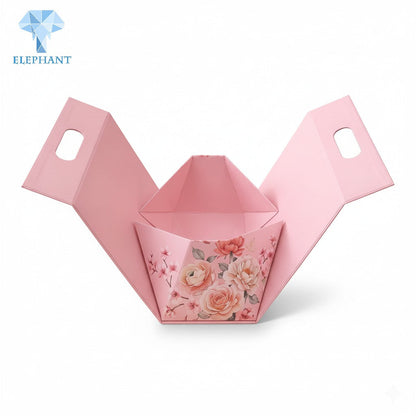 Rigid Gift Box Premium Paper Packaging Set Coated Art Cardboard Pink Floral Embossed Custom Logo Eco Friendly Manufacturer