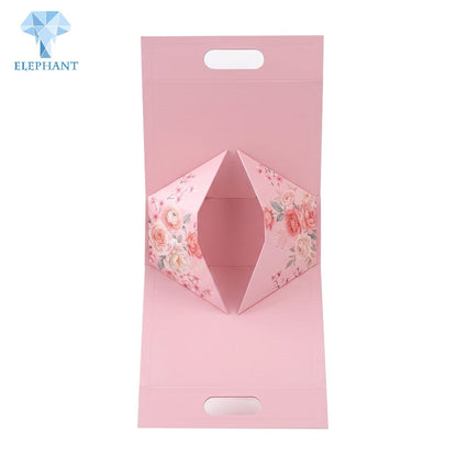 Rigid Gift Box Premium Paper Packaging Set Coated Art Cardboard Pink Floral Embossed Custom Logo Eco Friendly Manufacturer