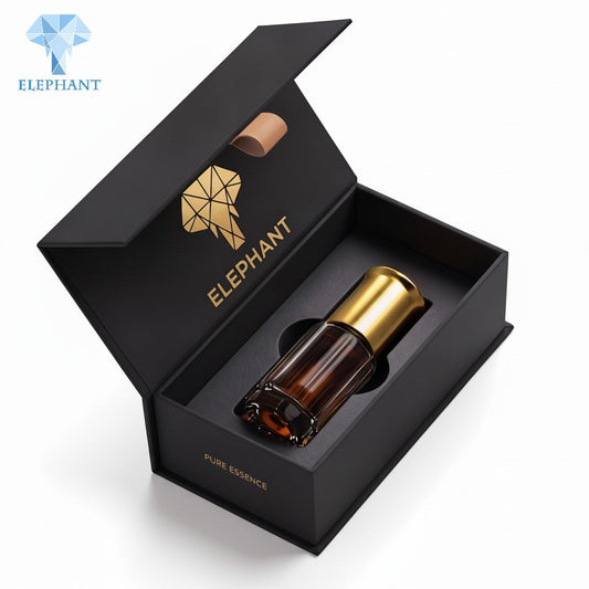 Luxury Gift Packaging Box Matte Lamination Spot UV Essential Oil Box Black Cardboard Rigid Paper Manufacturer Recyclable